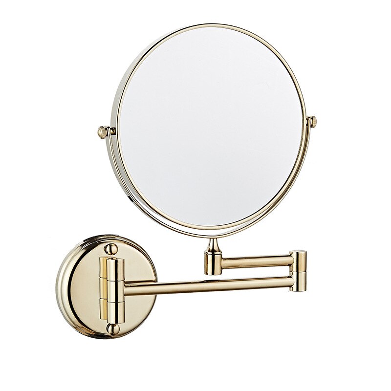 Guld badeværelse 8 tommer forstørrelses spejl folde hotel badeværelse indtrækkeligt makeup spejl dobbeltsidet skønhed spejl væghængende: Guld 8 tommer
