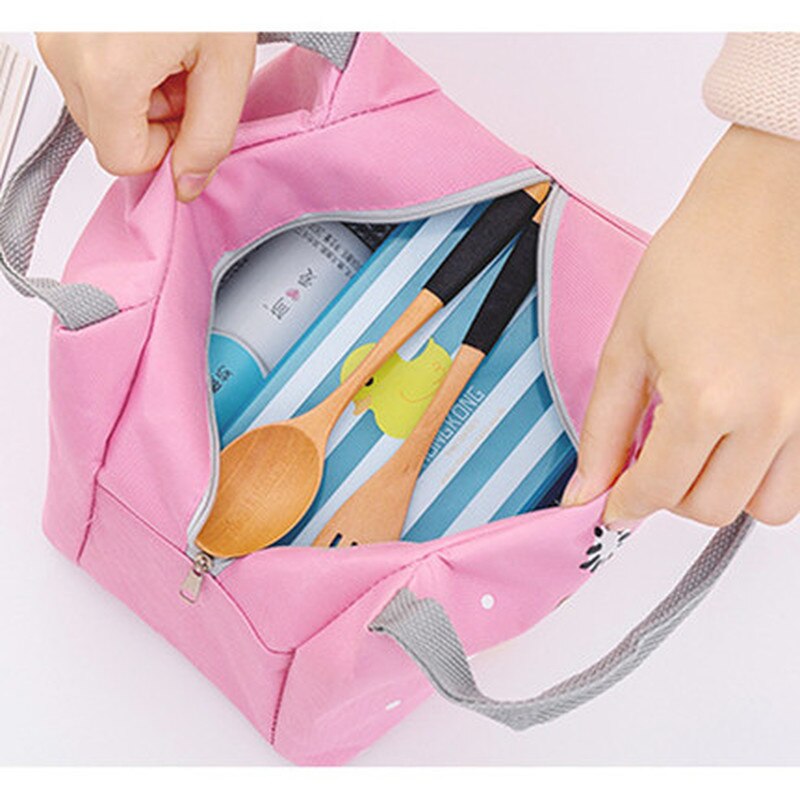 Cartoon Nette Mittagessen Tasche für Frauen Mädchen Kinder Kinder Thermische Isolierte Mittagessen Box Tote Lebensmittel Picknick Tasche Milch Flasche Beutel