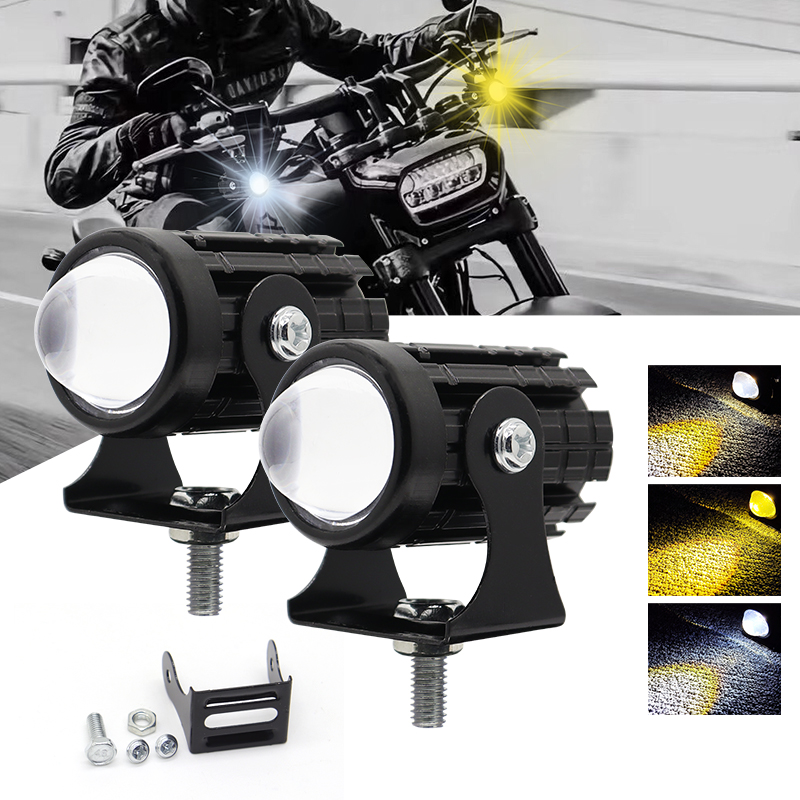 Phare LED pour Moto, Mini feu de conduite universel, projecteur double couleur, remorque de camion, accessoires de Moto tout-terrain