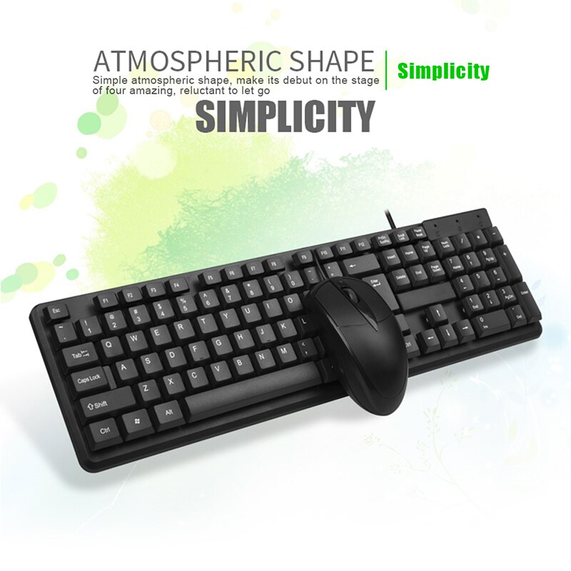 Wired Mouse Keyboard Set USB Desktop Sensitive Durable for Home Office Gaming GDeals