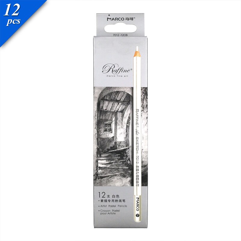 Marco Raffine Sketch Drawing Pencils Set 9B 8B 7B 6B 5B 4B 3B 2B B HB H 2H 3H Standard Pencil for Sketching Office School: 12pcs White