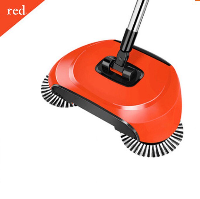3 en 1 main pousser balayeuse balai y compris balai pelle à poussière vadrouille outil ménager main pousser automatique salle de nettoyage paquet magique: red