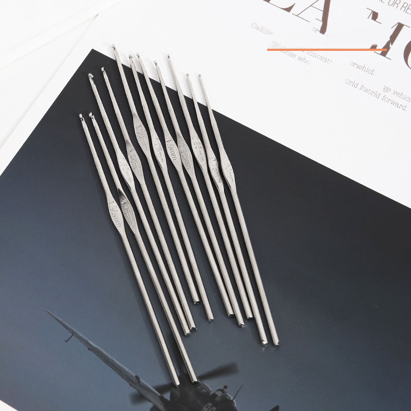 Gancho de ganchillo fino de metal, hilo de tejido de encaje, ganchos de ganchillo de un solo cabezal, herramientas de accesorios para tejer a mano, tamaño de agujas 0,5 mm-1,9 mm