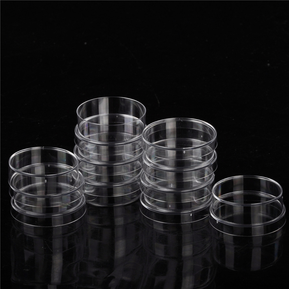 10 stk / parti praktiske sterile petriskåle med låg til laboratorieplade bakterie gær kemisk instrument lab forsyninger