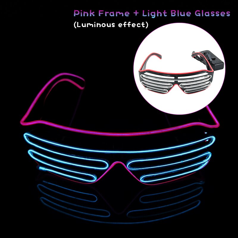 Gafas luminosas LED para Halloween, brillo de neón brillante, luz intermitente, gafas de sol de cristal para suministros de , disfraces de utilería: Z01