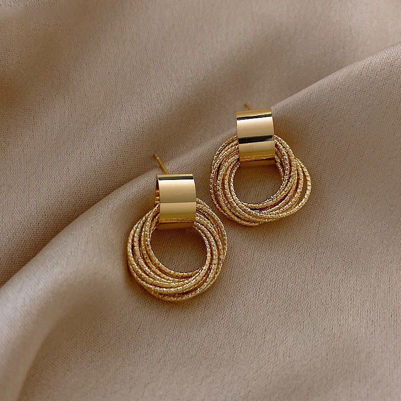 Pendientes de tuerca con contraste de Metal ovalado geométrico francés, pendiente con personalidad, un estilo, dos prendas para mujeres y niñas, joyería para fiestas y vacaciones: Chapado en cobre envejecido