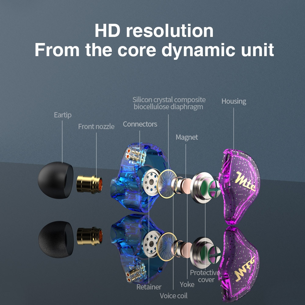 Auriculares dinámicos TRN MTE, auriculares deportivos de música HIFI, auriculares deportivos con cancelación de ruido Hea para TRN VXpro M10 MT1 V90 EDX Pro