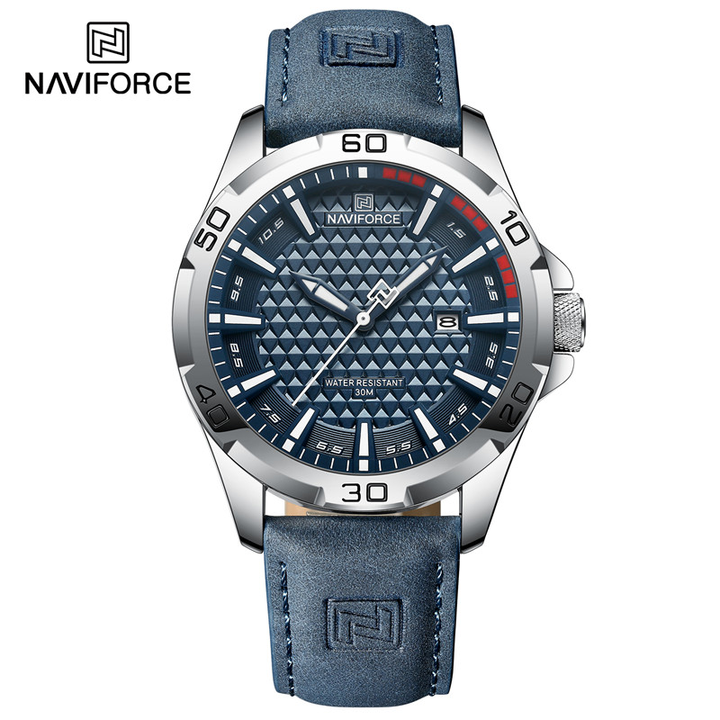NAVIFORCE Mannen Mode Quartz Horloges Mannelijke Lederen Band Sport Waterdichte Horloges CalendarClock Relogio Masculino: Rose