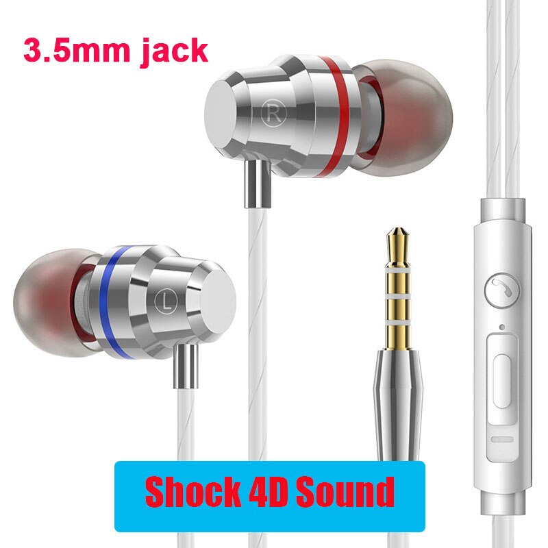 3pcs Noise-cancelling headphones wire Earphone Fresh 3.5mm In-Ear earphone USB Type C Earphones with Mic For Xiaomi huawei: 3pcs 3.5mm silver
