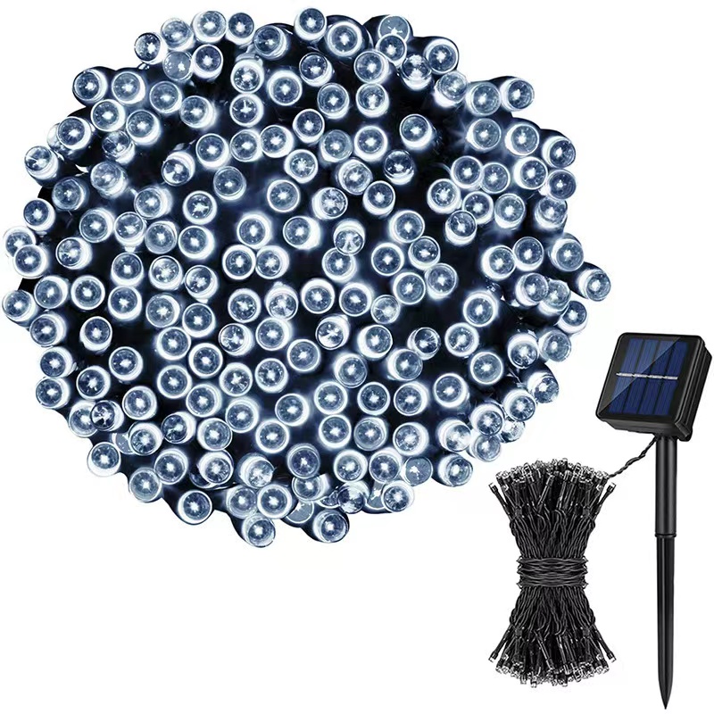 LED solar full sky star light string 8 function outdoor waterproof camping courtyard light decoration light: WHITE / 16-20W