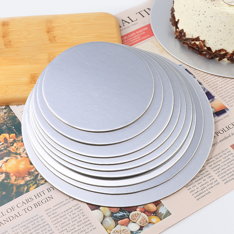 Silvery Coated Round Cake Board Diameter 10-33CM Available Circle Cardboard Base Dessert Tray Mousse Cake Decorating Supplies
