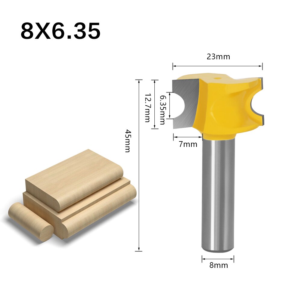 Brocas de corte lateral, vástago de 8mm, para carpintería, medio redondo, 1 ud.: 8X6.35
