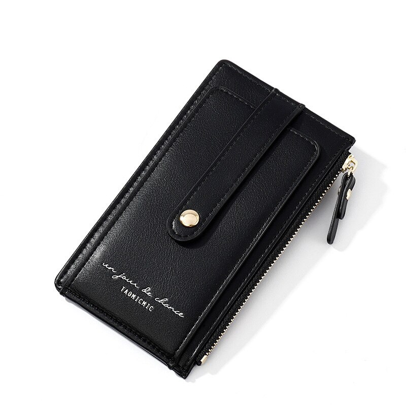 100% RFID Soft Leahter Wallet Women Many Card Holder Female Purses Theftproof Credit Card Wallet Ladies Zipper Coin Pocket: Black