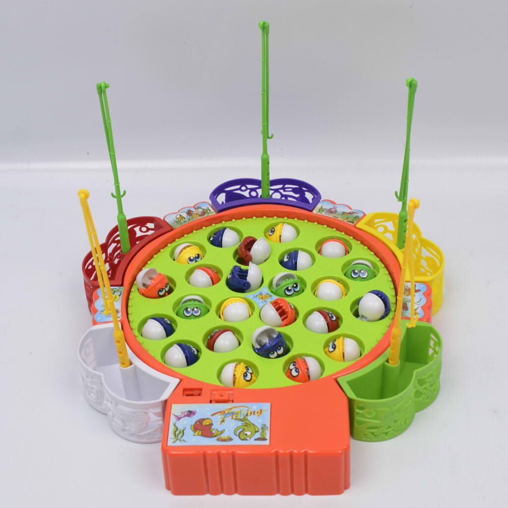 Colorful Fishing Game Toy Set With Electronic Rotating Board And 24 Fishes