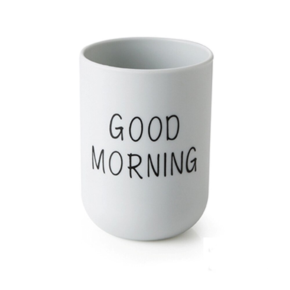 Home Tumblers Good Morning Cup Round Toothbrush Toothpaste Holder Cup Travel Washing Cup Water Mug Bathroom Accessories: grey