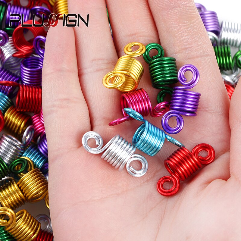 Plussign Perline Capelli 10-20Pcs Dreadlock Perline Nuovi Capelli di Arrivo Polsini Gloden Argento Rosa Trecce Colorate Gioielli di Metallo perline Pinze