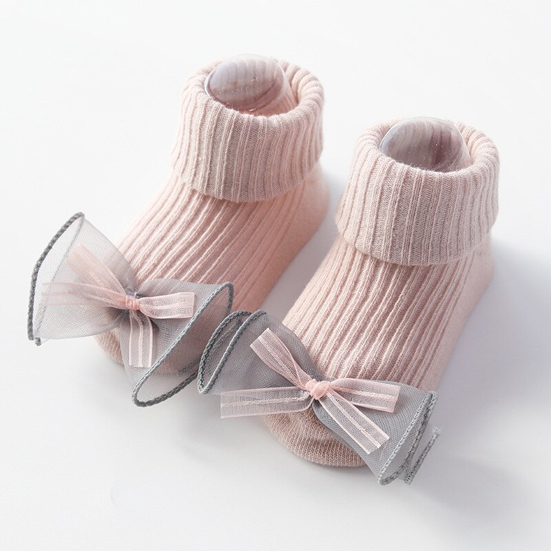 Bambino appena nato Ragazze 3D Frutta Bowknot Antiscivolo Boot Calzini e Calzettoni Del Pavimento Del Bambino Calzini e Calzettoni: F / 9m