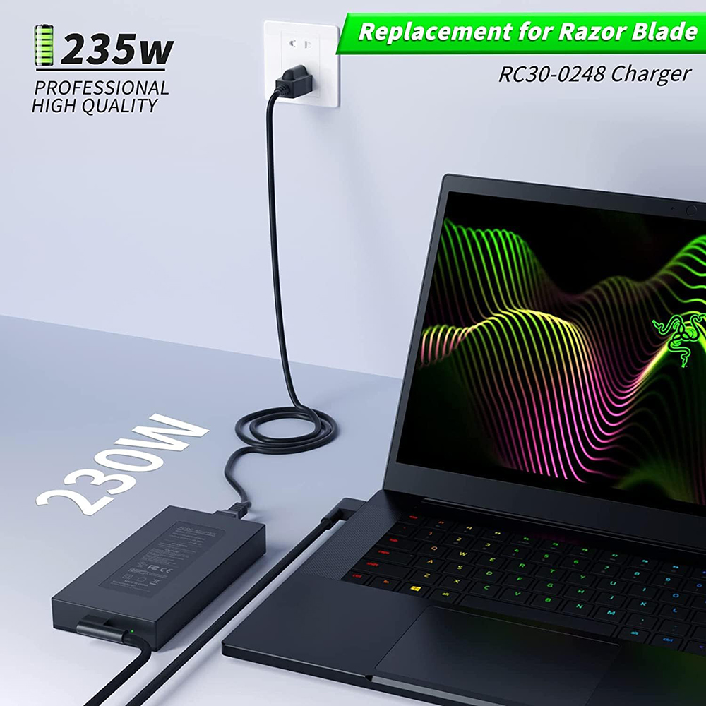 230W AC Charger for Razer Blade 14 15 GTX1060 GTX1070 RTX2070 RTX2080 RTX3060 RTX3070Ti RTX3080 RC30-0248 Laptop Power Adapter