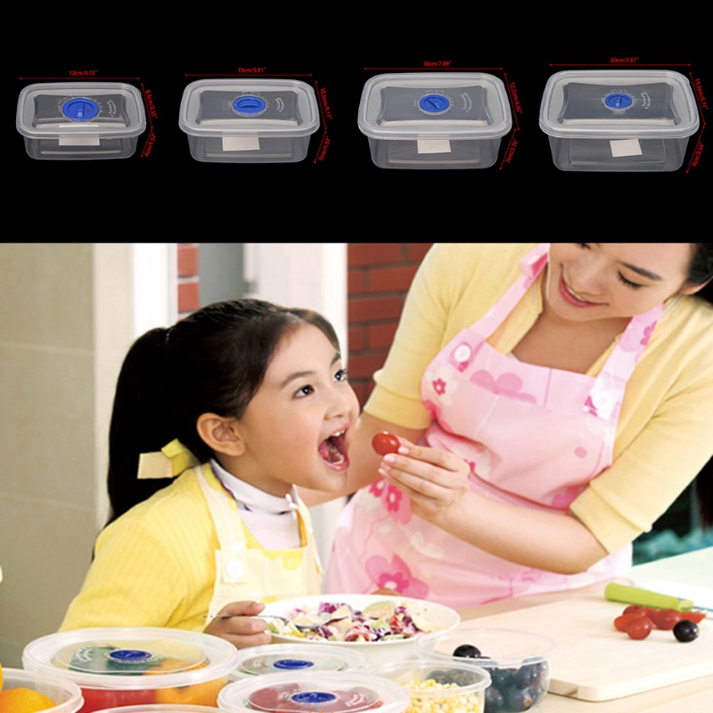 Plastic Clear Reusable Food Storage Container Lunch Box Airtight Seal With Lid K1MF