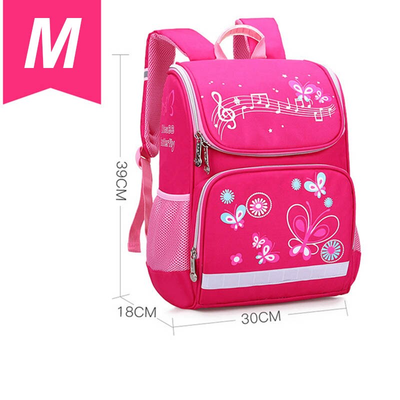 Kinderen Rugzakken School Tassen Voor Meisjes Vlinder Afdrukken Waterdichte Leuke Student Schooltassen: medium size rose