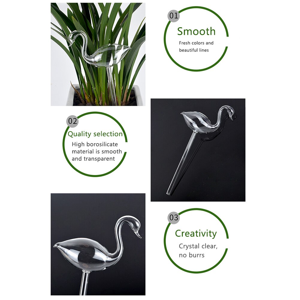 4 Types Glass Plant Flowers Water Feeder Automatic Self Watering Devices Bird Star Heart Plant Waterer