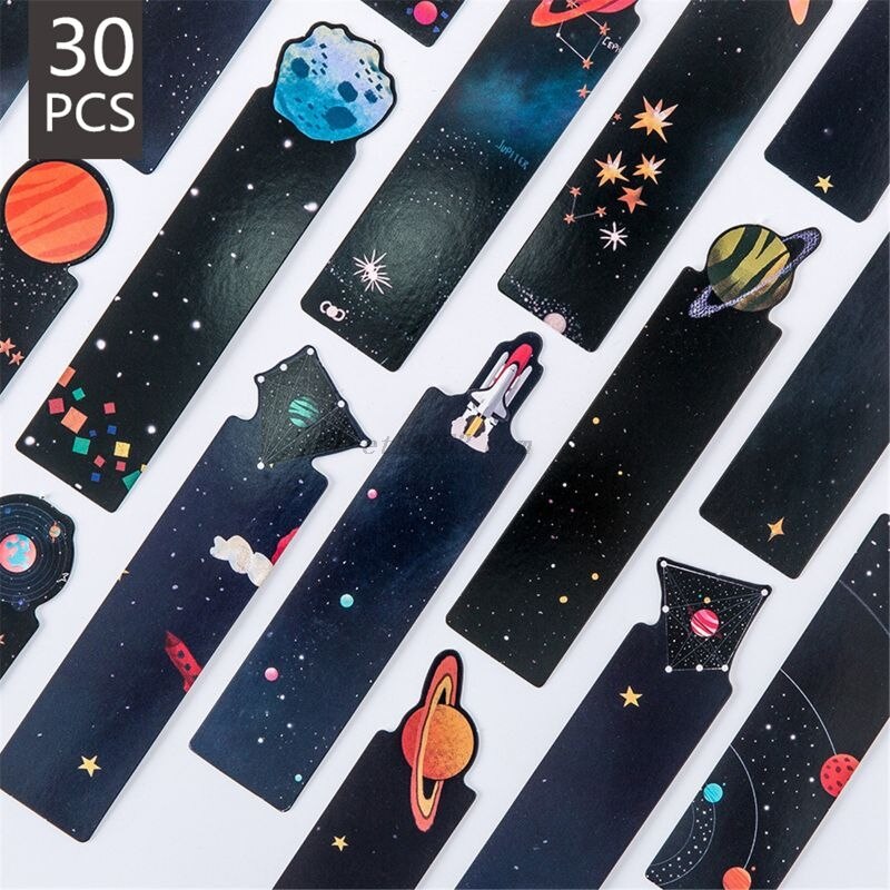30Pcs/Set Planet Bookmark Message Card Paper Bookmarks Book Holder School Office Supplies Material