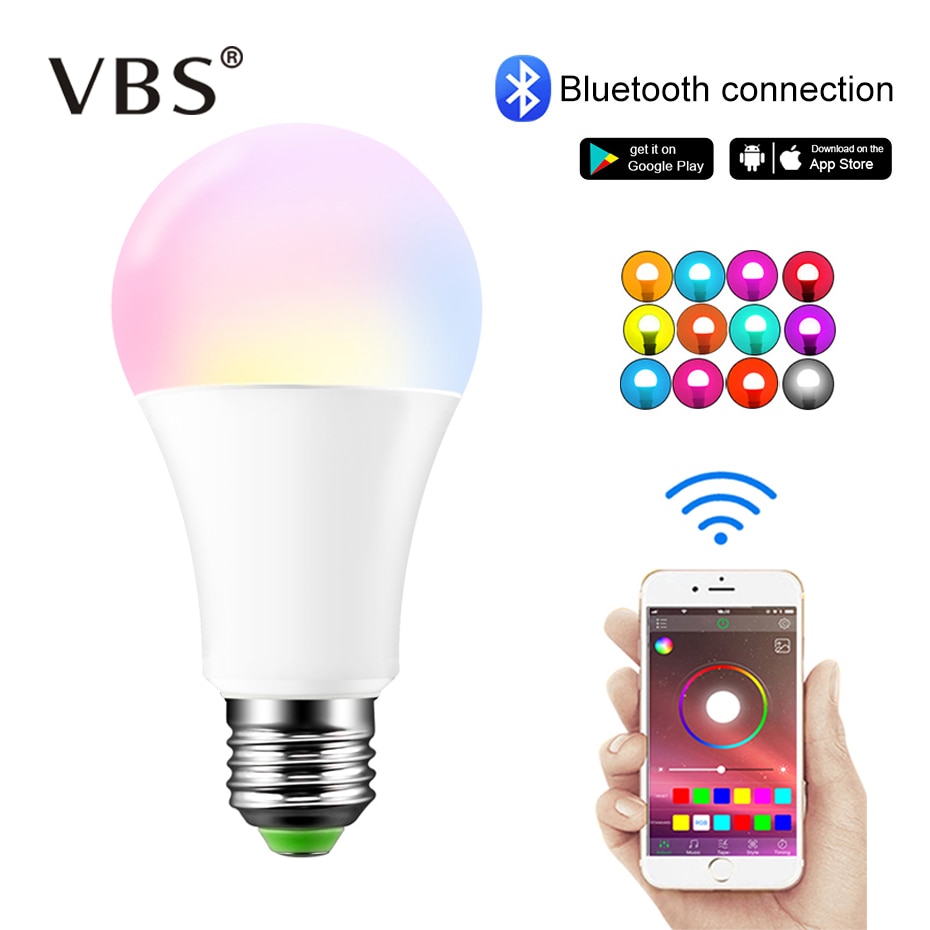 Draadloze Bluetooth LED Lamp RGB Magic Smart Lamp APP Muziek Voice Control 15W E27/B22 Kleurverandering Dimbare home Verlichting