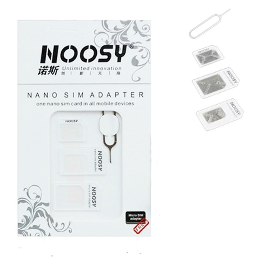 4in1 Noosy Nano Sim Card Adapter + Micro Sim Kaarten Adapter + Standaard Sim-kaart Adapter Met Eject Pin Voor iphone Samsung 300 Set