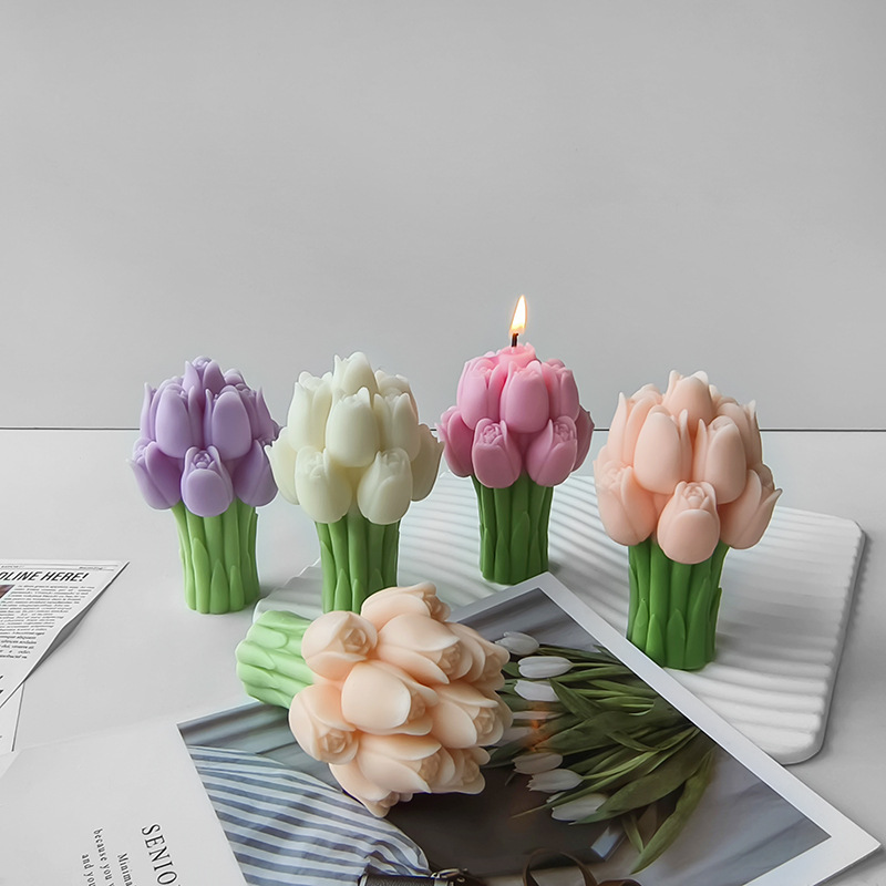 Moules Originales Pour Bougies Bouquet De Roses Bougie Moule En Silicone Pour Mariage Gypse Ornements Décoratif Bougies Saint Valentin