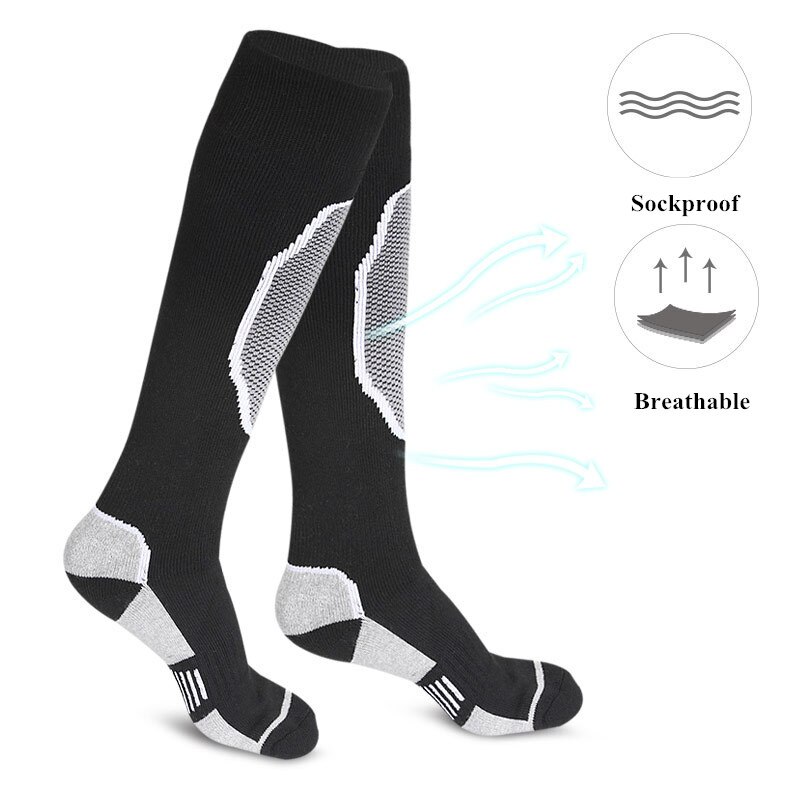 unisex Kompression Thermische Socken Knie Hohe Athletisch Laufen FußBall Verdickung Elastische Strumpf Winter Wandern Warme Lange Socken