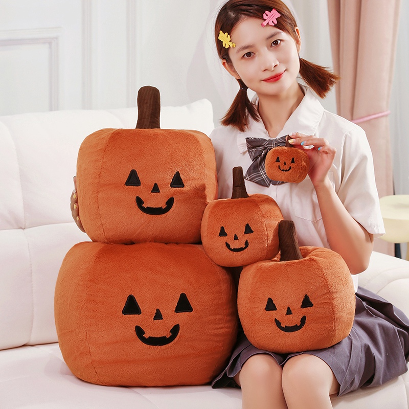 Hochwertige orangefarbene Halloween-Kürbis-Plüschpuppe, süßes Kürbis-Plüschkissen, Urlaubsdekoration, für Jungen und Mädchen
