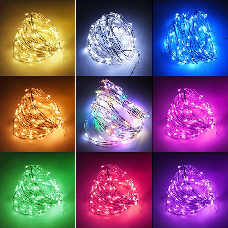 Guirlande lumineuse LED USB en fil de cuivre, guirlande féerique blanche chaude, décoration de maison, noël, mariage, fête de
