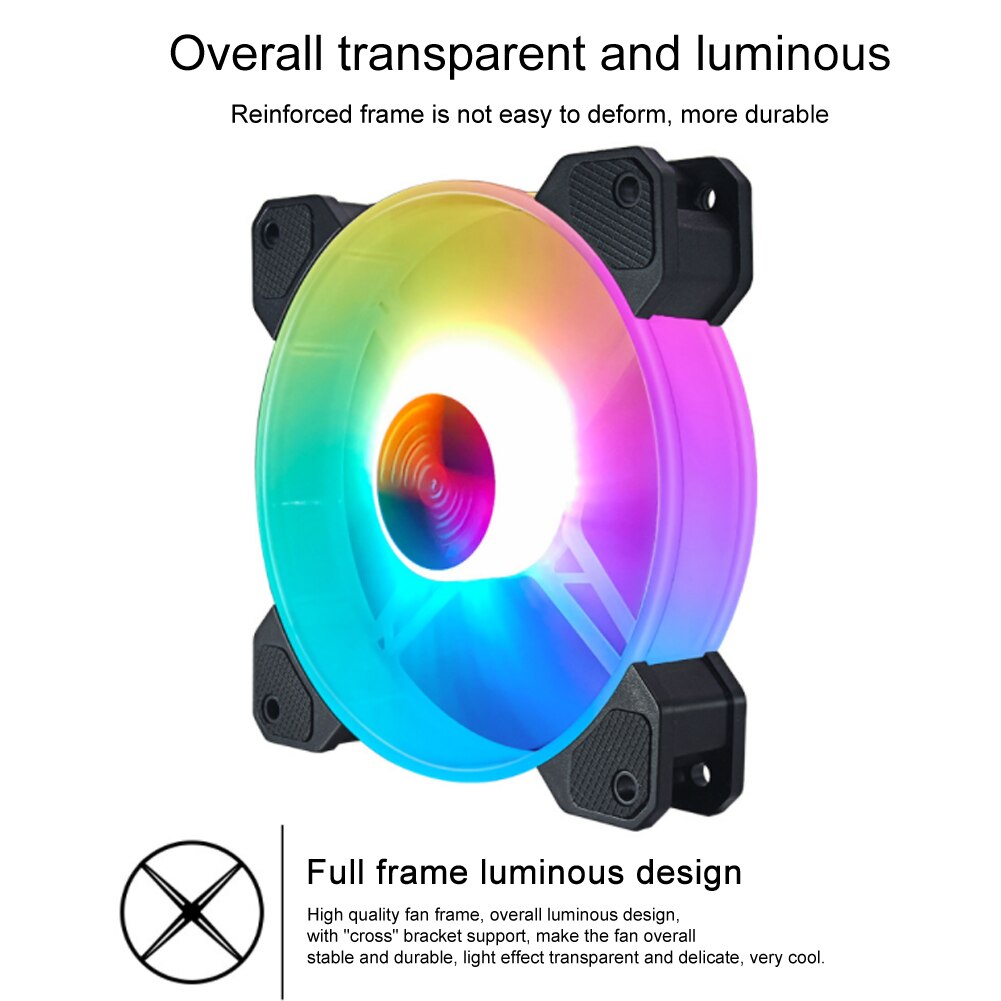 3pcs/set Quiet Home Office Colorful Computer Cooling Fan With Music Rhythm 120mm RC Control RGB PC Adjustable Speed For Desktops