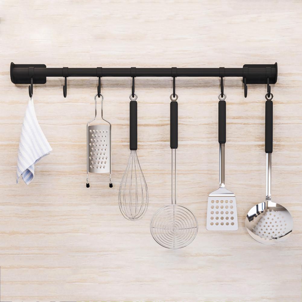 Kitchen Rail Organizer Wall Mounted Pot Bar Stainless Steel Hanging Kitchen Utensils Rack for Pans Chopping Board