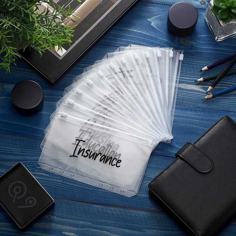 A6 PU Leather Notebook Magnetic Personal Planning Binder with 12 Binder Pockets Binder Zipper Folder for Bill Planning