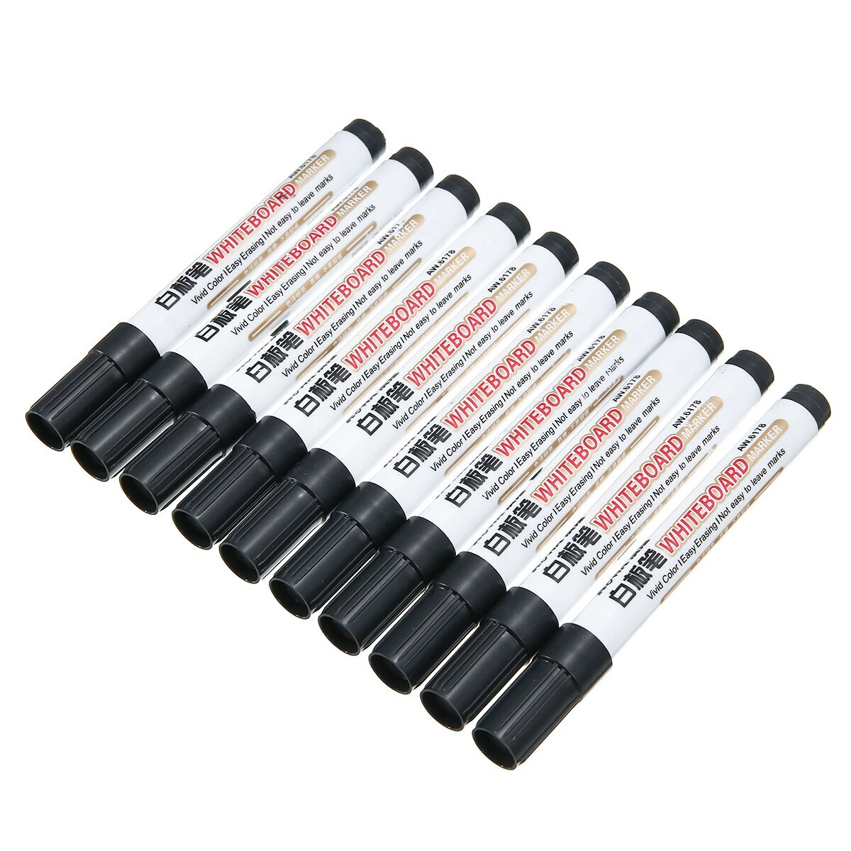 10pcs Erasable White Board MarkerS Drywipe Pens Black Dry Wipe Premium Marker Pens Office School Writing Supply