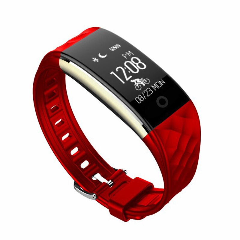 Smart Armband Band Polsband S2 Fitness Tracker Hartslag Activiteit Smart Horloge Gps Beweging Traject Real-Time Hartslag: Rood