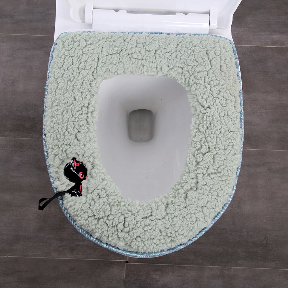 Couvercle de siège de toilette confortable et lavable pour la salle de bain, à la maison, en hiver, tapis de couverture et coussin avec support, Gadget pour la salle de bain à la maison