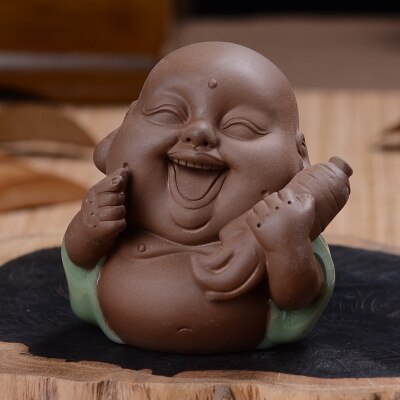 Glad buddha grine smilende buddha lille størrelse porcelæn leret ler te kæledyr geyao håndværk knitre glasur te spille på salg: Stil 6