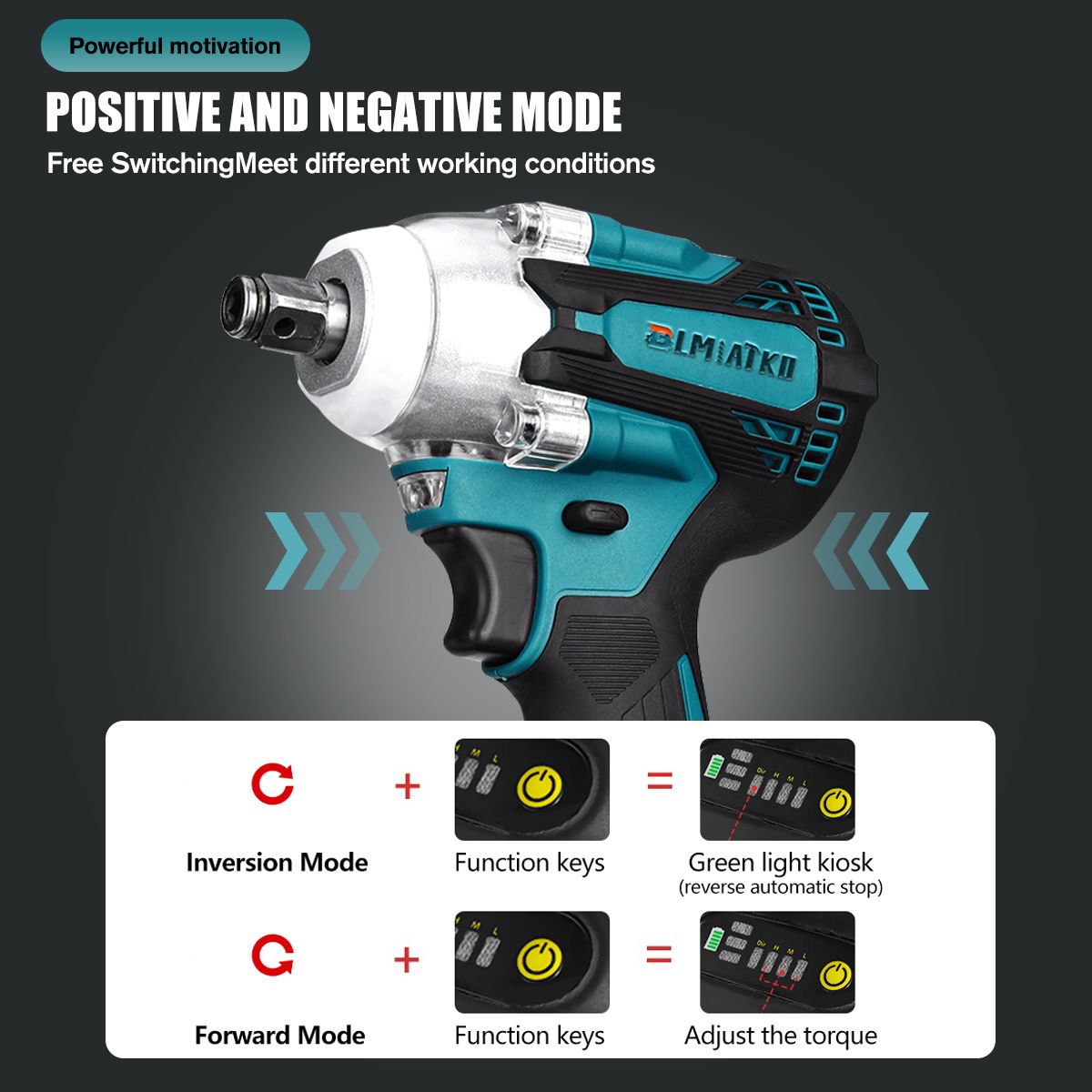 2 In 1 18V Brushless Wrench Cordless Electric Screwdriver Electric Impact Wrench Torque 1/2inch for Makita 18V Battery