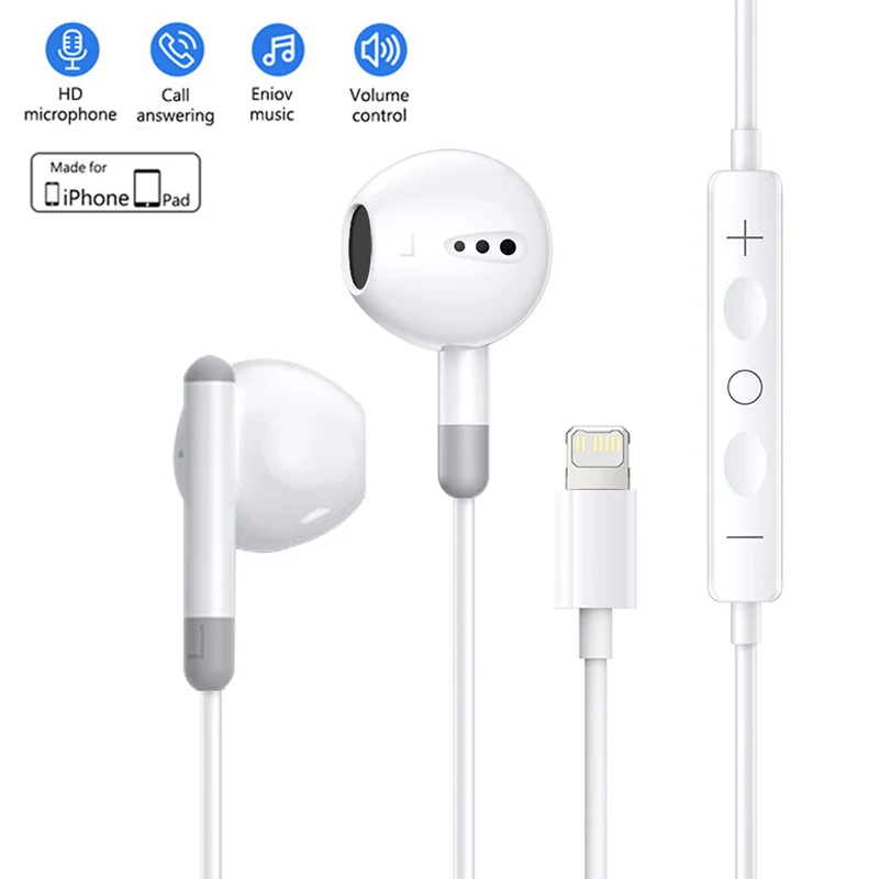 For Apple Headphones For iPhone 14 13 12 11 Pro Max mini Earphones X XS XR 7 8 Plus SE Wired Bluetooth Earbud