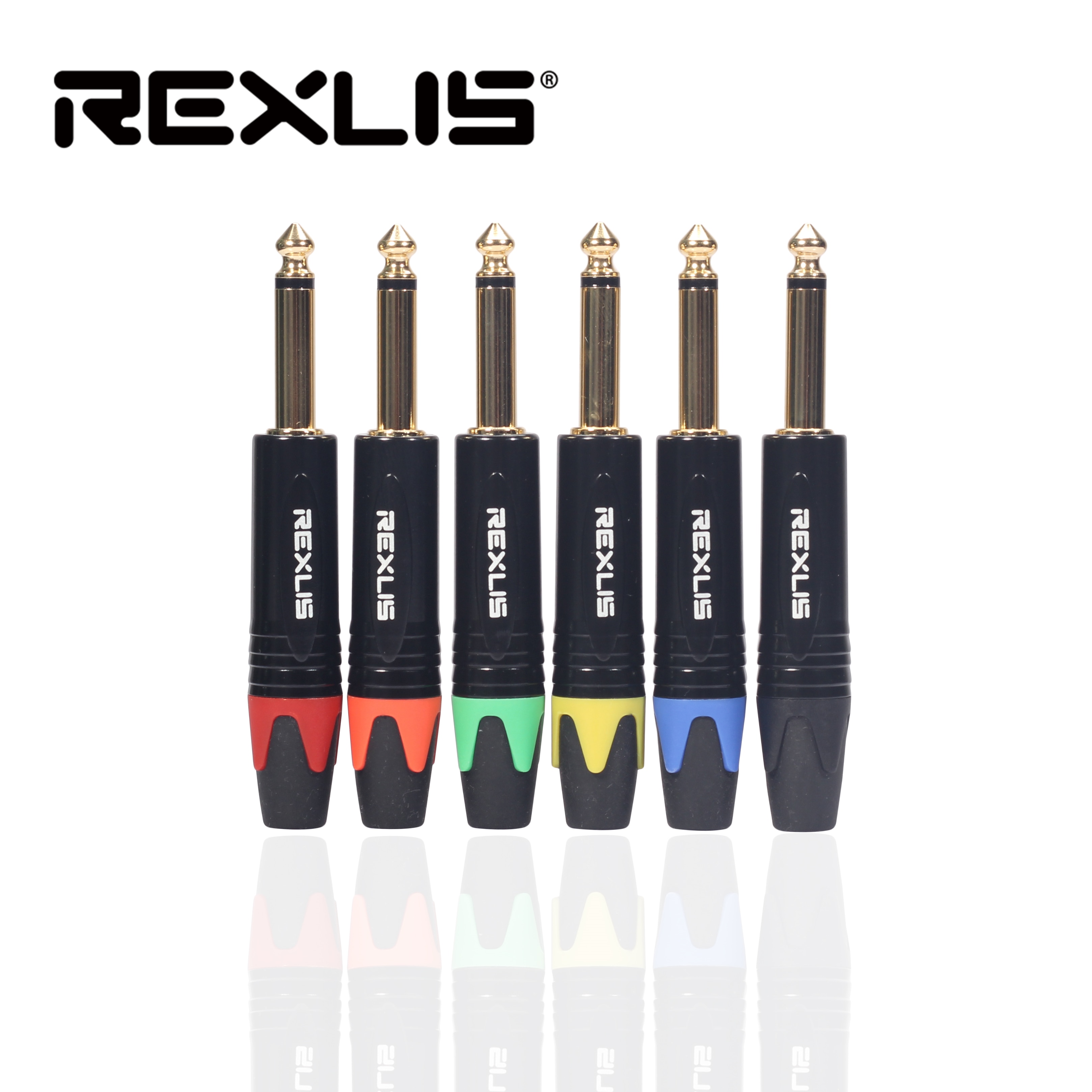 REXLIS 2/6pcs/lot Jack 6.35mm 2 Poles Mono Connector 1/4 Inch Mono Male Plug 6.3mm Microphone Cable Wire Connector Aluminum Tube