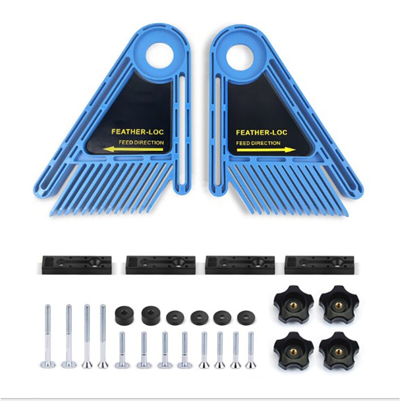 Multi-Purpose Feather Loc Board Set Double Featherboards Miter Gauge for Woodworking Engraving Machine Slot DIY Tools: Blue