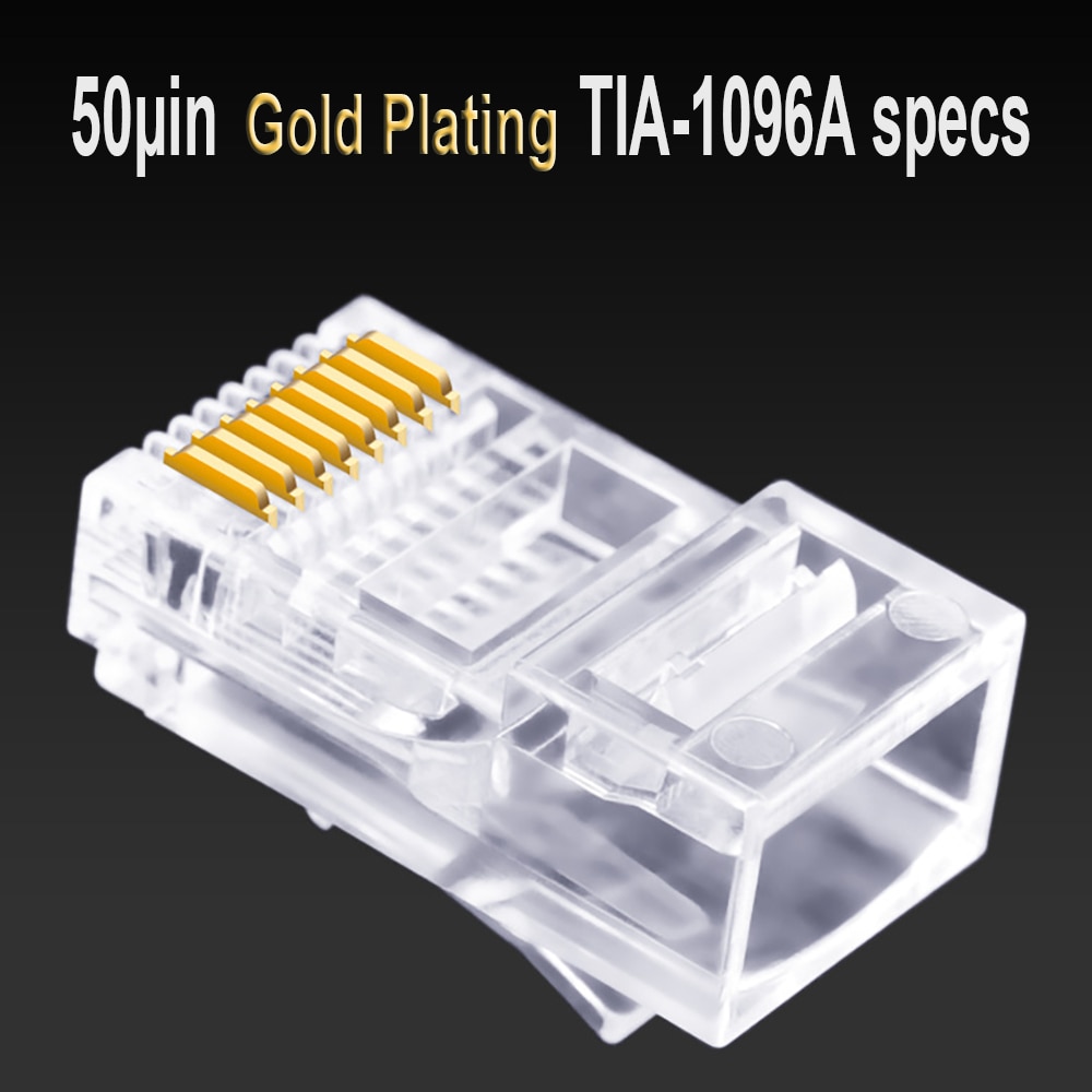 OULLX RJ45 Kontakter Cat6 UTP - Guldpläterad Genomföring Ethernet Kabelkontakter - 8P8C för Cat5e/Cat6