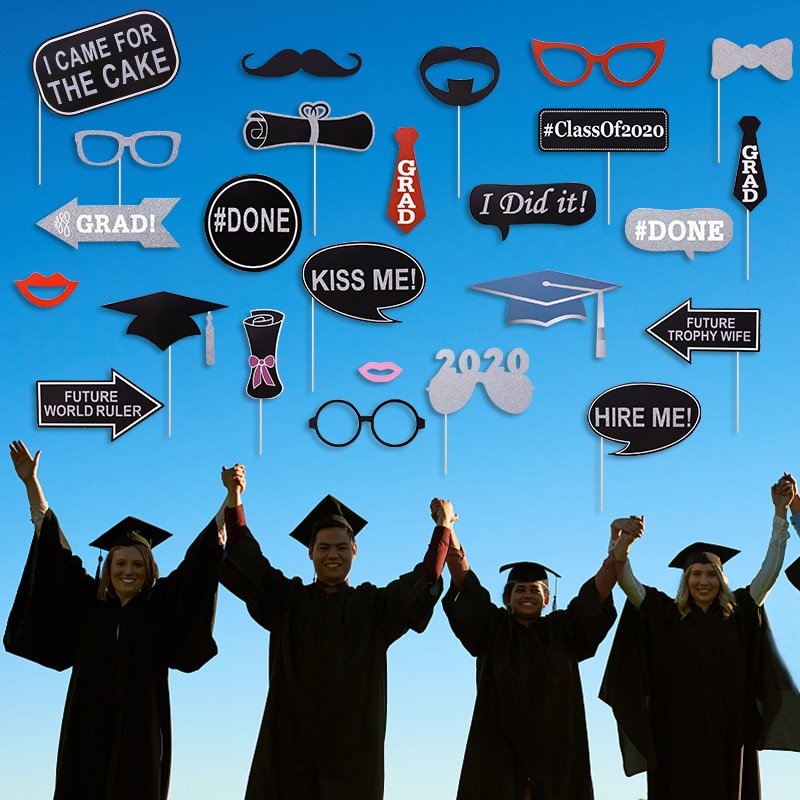 27pcs/set Graduation Photo Booth Props Congratulations Graduations Class Of Party Graduated Photobooth Backdrop Decorations
