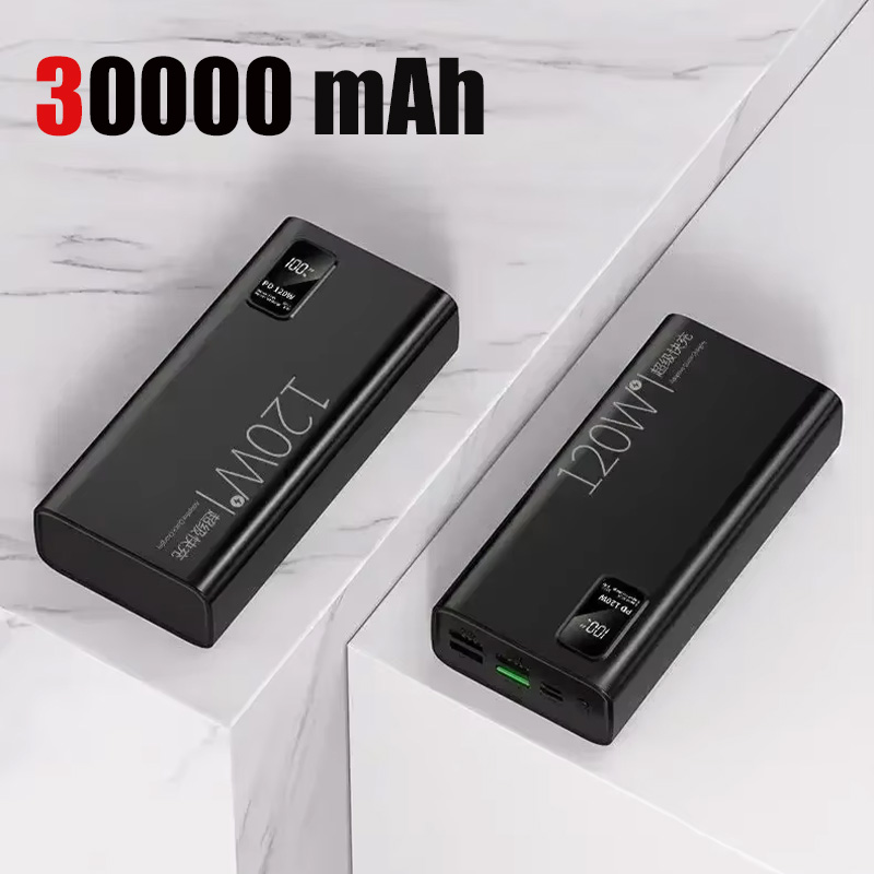 120W Super Fast Charging 50000 mAh Power Bank 100% sufficient capacity for mobile power supply for various mobile phones: black