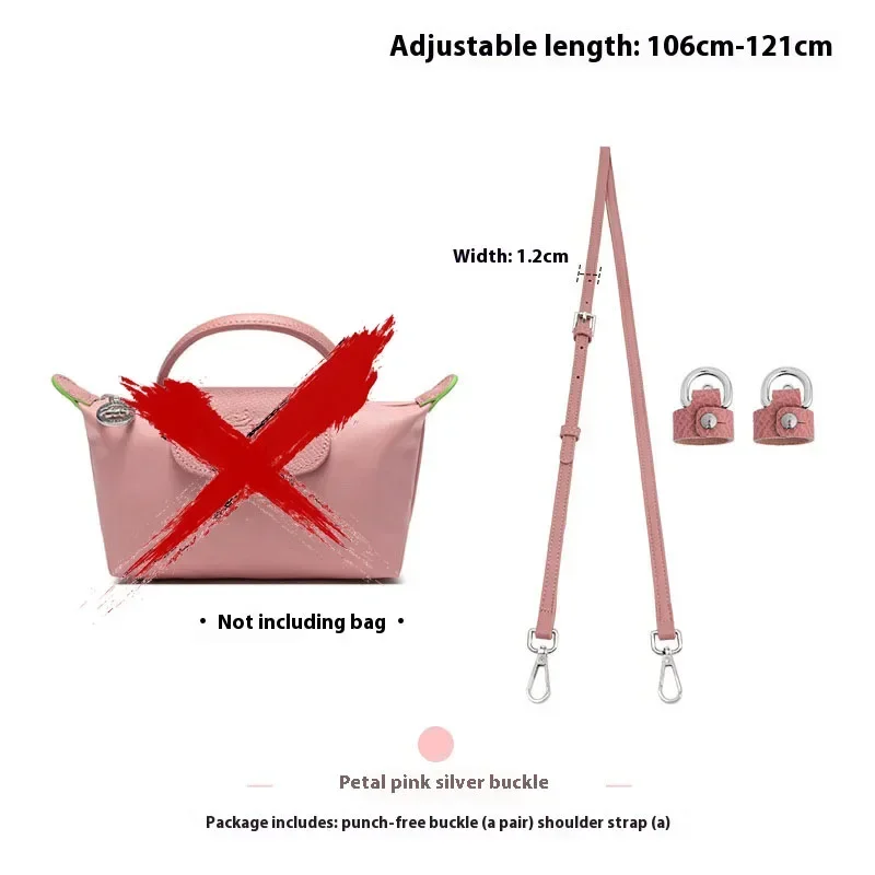 Replacement Crossbody Bag Strap for Longchamp Terra Mini Bag Shoulder Strap Without Punching Modification Bag Accessories: Silver