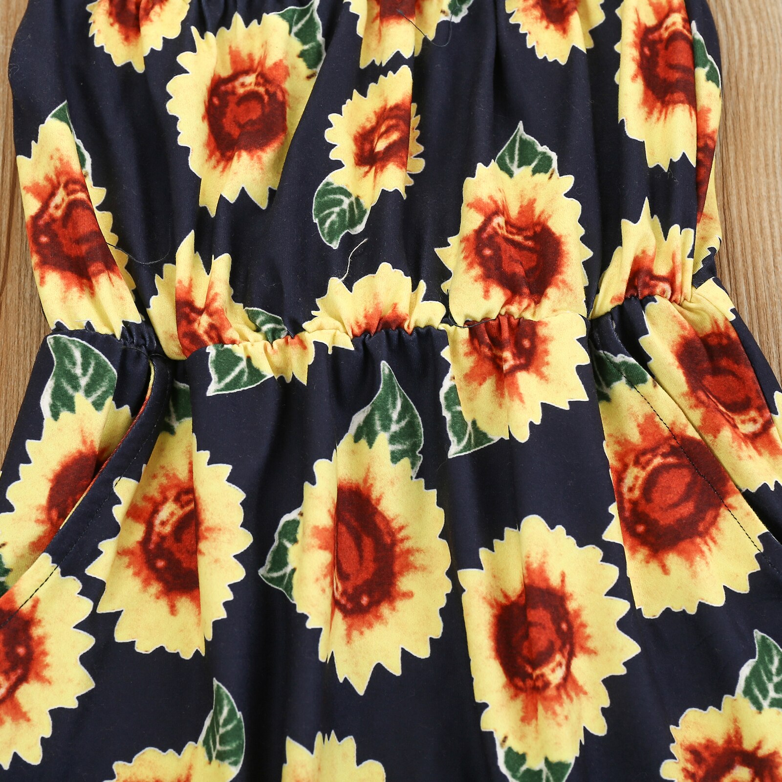 Zonnebloem Print Meisje Jumpsuits 2-7Y Kid Overalls Baby Girl Outfit Kleding Mouwloze Off Shoulder Romper Jumpsuit