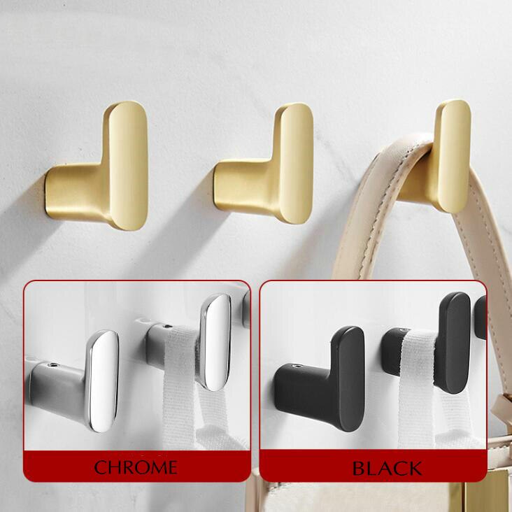 Kleine messing badkamerhaak zwart/goud/chroom 3 kleuren kapstokhaak slaapkamer ophanghaak