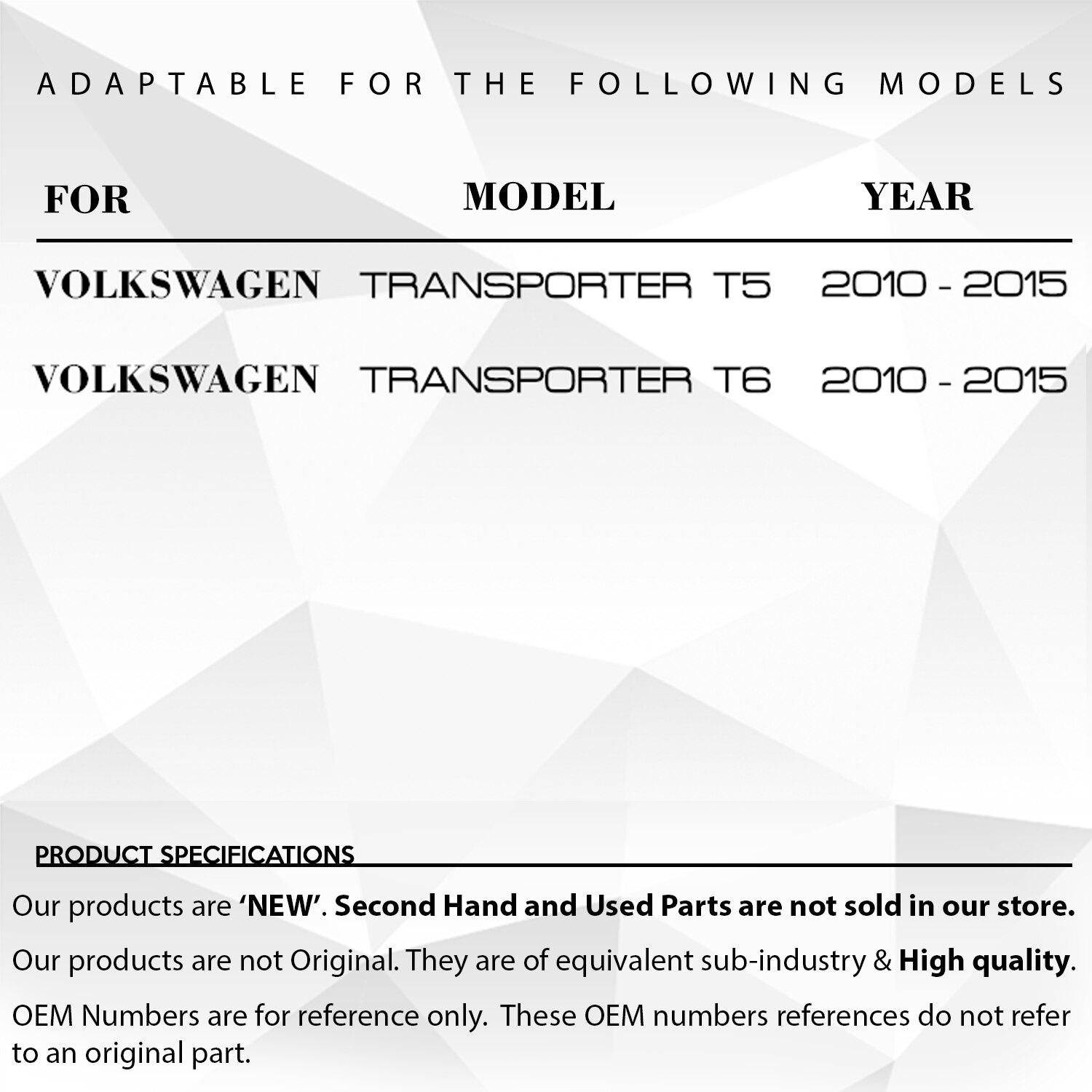 For Volkswagen Transporter T5, T6 Inner Door Handle Cover 2 Pcs